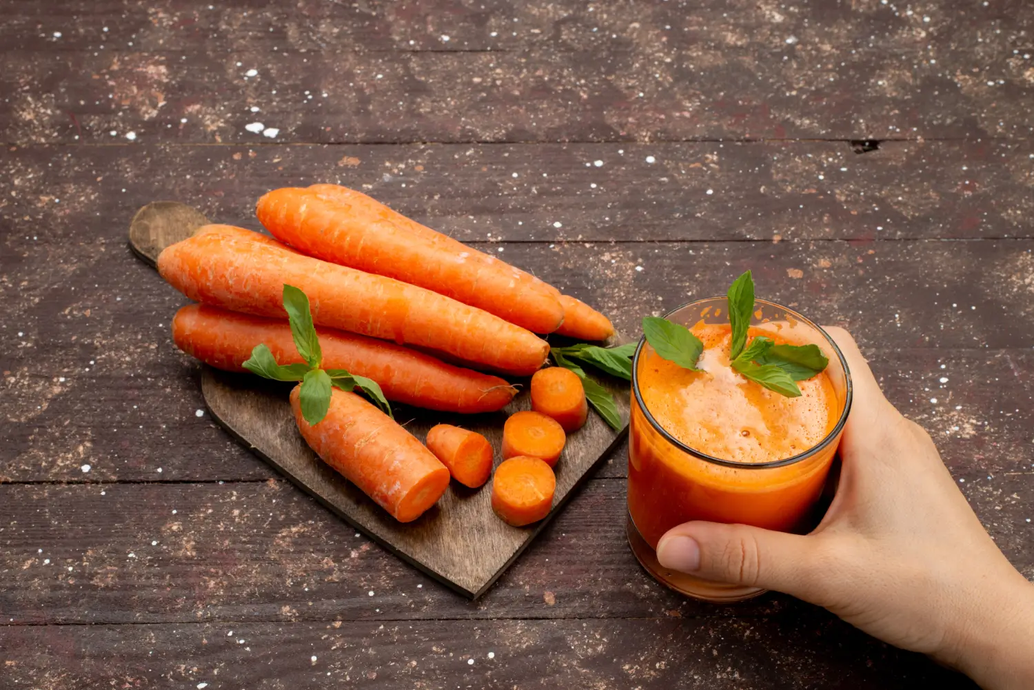 Fresh carrot juice with detox ingredients.