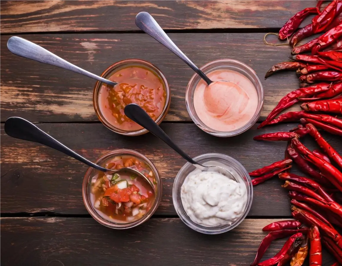 Yum Yum Sauce vs Bang Bang Sauce in Bowls with Ingredients