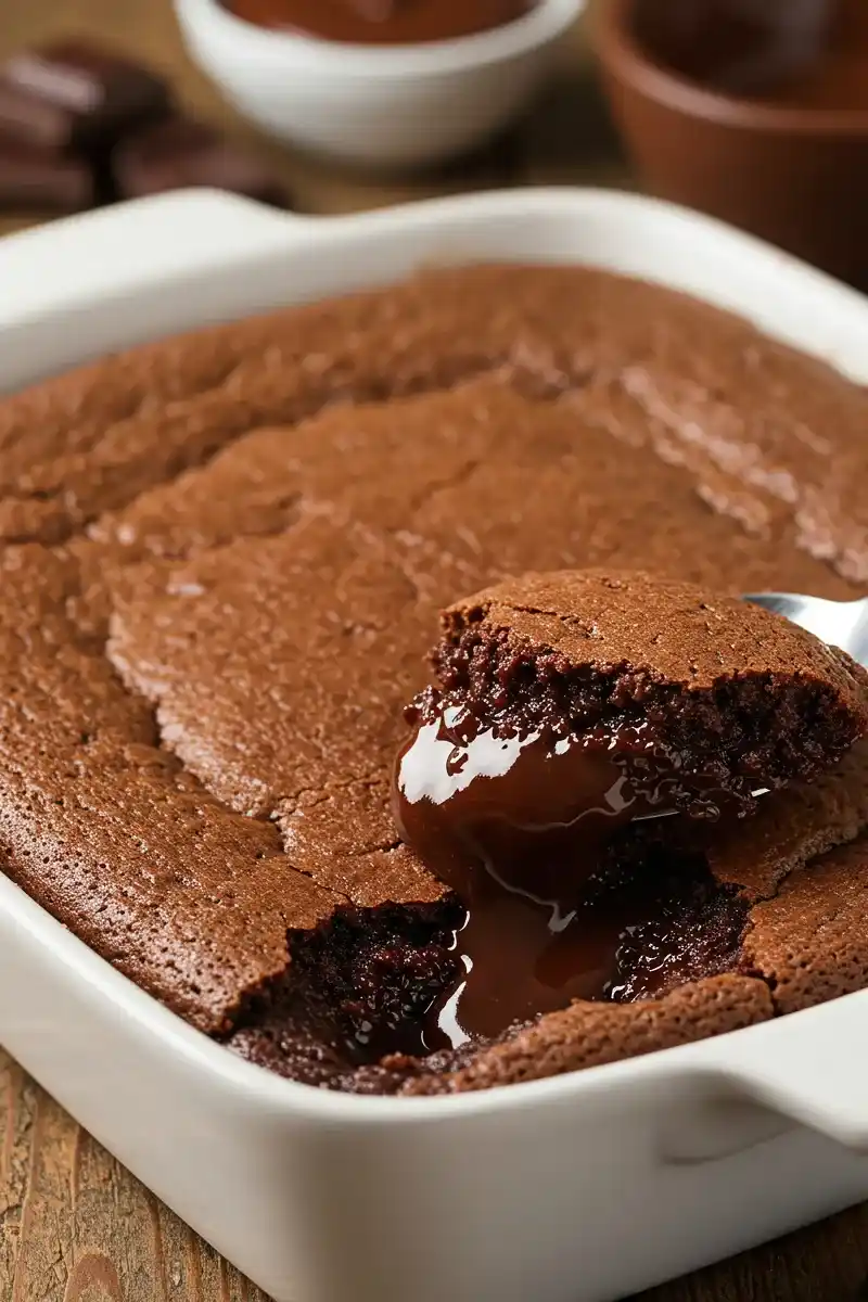 Freshly Baked Chocolate Cobbler in a Baking Dish