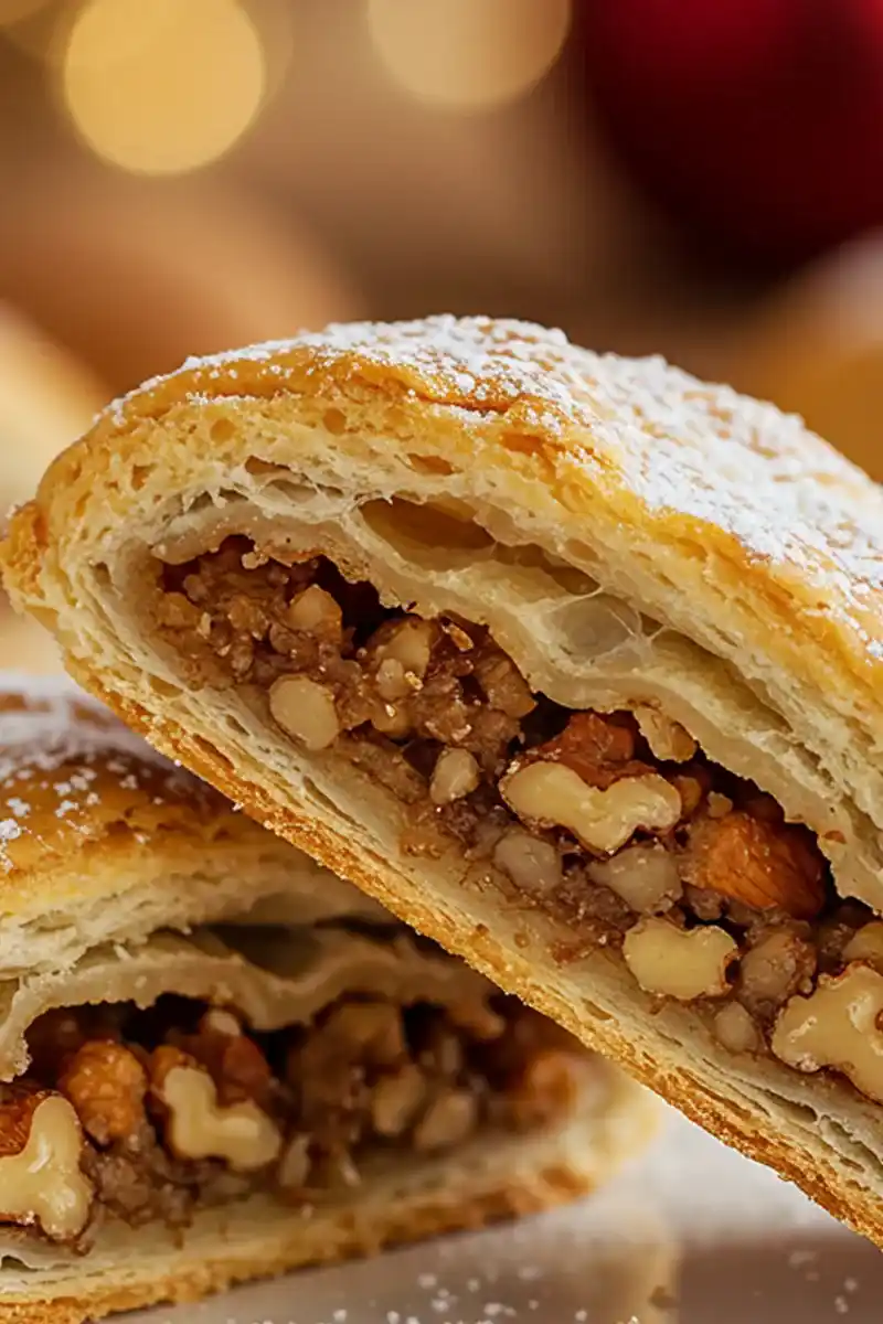 Traditional Italian Nut Roll Cookies with Walnut Filling