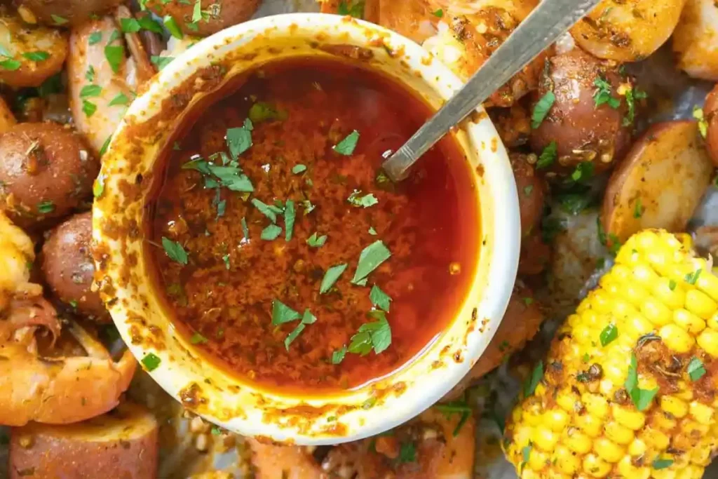 Close-up of fresh ingredients for a seafood boil sauce recipe